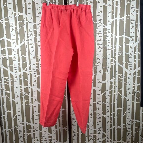 Liz Claiborne LizSport 100% LINEN High Rise Wide Leg Pants Coral Pink 12 - Picture 11 of 11